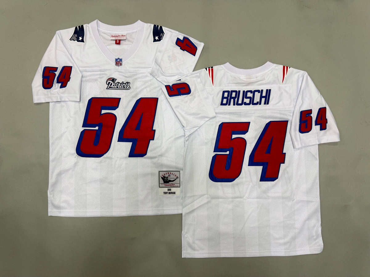 Mens Tedy Bruschi#54 white New England Patriots Vintage Throwback Jersey