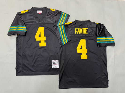 Mens Brett Favre#4 black Green Bay Packers Vintage Throwback Jersey
