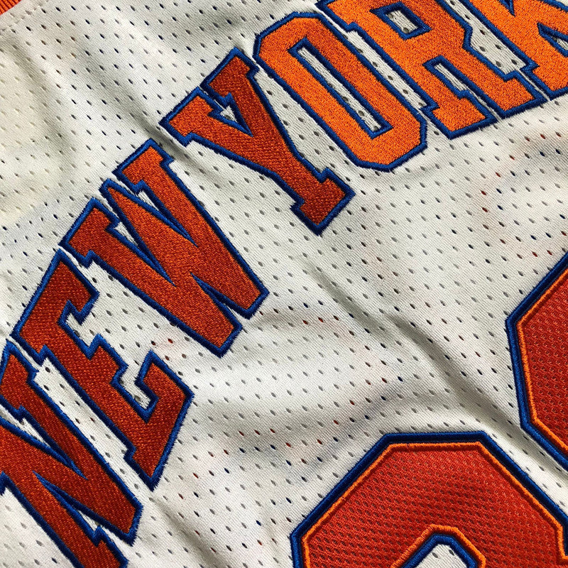 New York Knicks Patrick Ewing #33 white 1985 Throwback Jersey - Dense Embroidery