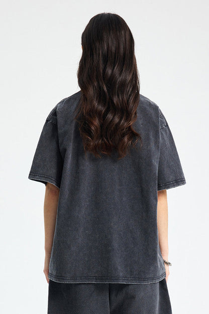 250GSM Distressed Pigment Dyed Washed Tee
