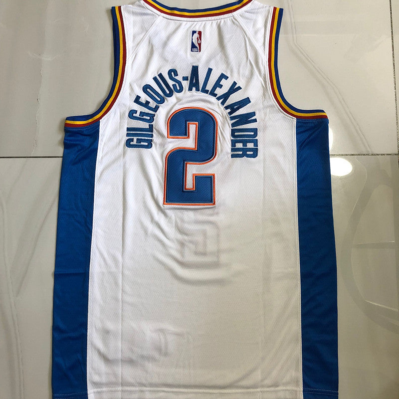 Oklahoma City Thunder Shai Gilgeous-Alexander #2 White Throwback Jersey - Dense Embroidery