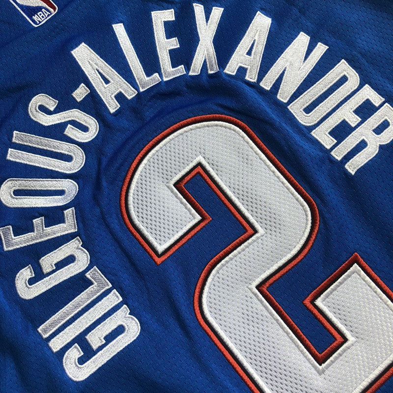 Oklahoma City Thunder Shai Gilgeous-Alexander #2 blue Throwback Jersey - Dense Embroidery