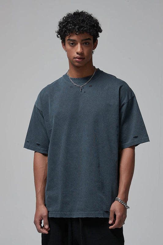 275GSM Distressed Vintage Washed Tee