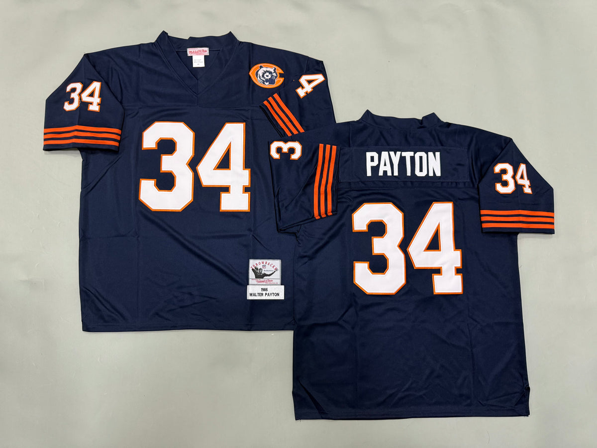 Mens Walter Payton #34 Blue Chicago Bears Patch Vintage Throwback Jersey