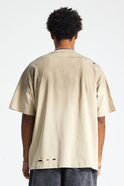 250GSM Gradient Sprayed Distressed Tee
