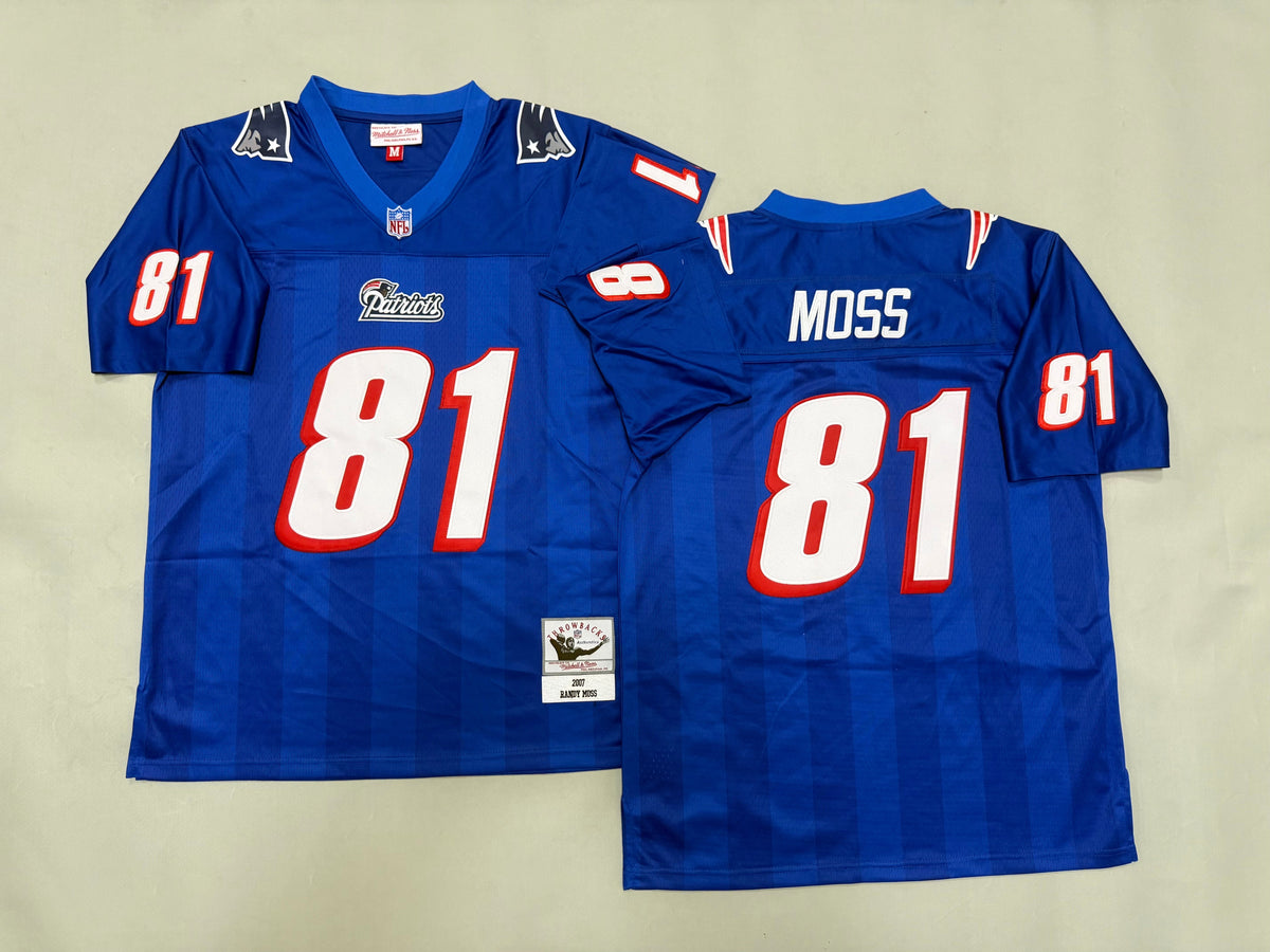 Mens Randy Moss#81 New England Patriots Vintage Throwback Jersey