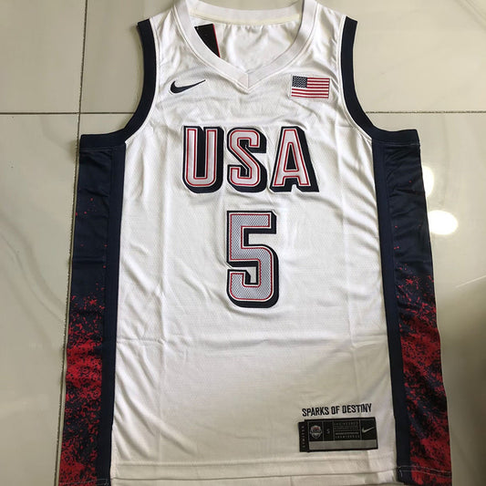 USA Basketball Team Anthony Jamal Edwards #5 Throwback Jersey -  Dense Embroidery