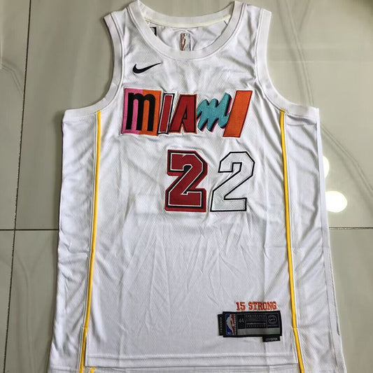 Miami Heat Jimmy Butler #22 white City Throwback Jersey - Dense Embroidery