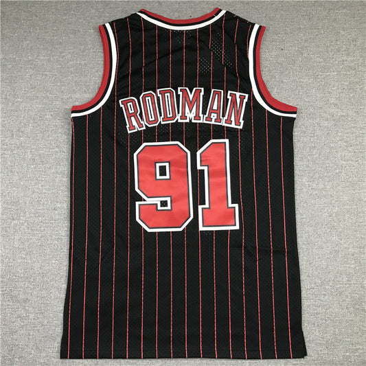 Chicago Bulls Dennis Rodman #91 1995-96 Throwback ― Embroidered