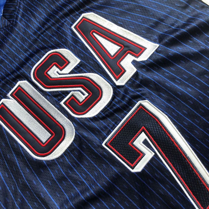 USA Basketball Team Kevin Wayne Durant #7 blue Throwback Jersey -  Dense Embroidery