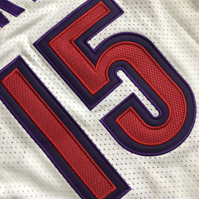 Toronto Raptors Vince Carter #15 White Throwback Jersey - Dense Embroidery