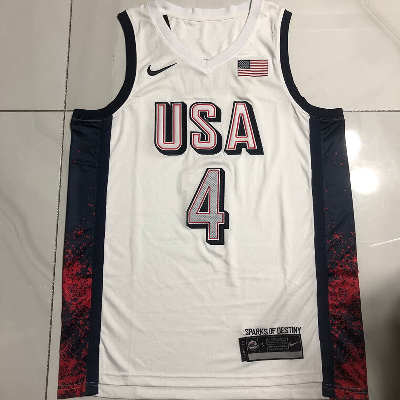 USA Basketball Team Stephen Curry #4 white Throwback Jersey -  Dense Embroidery