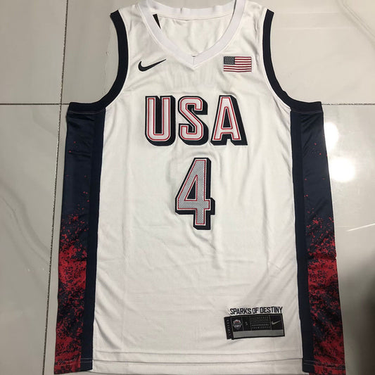 USA Basketball Team Stephen Curry #4 white Throwback Jersey -  Dense Embroidery