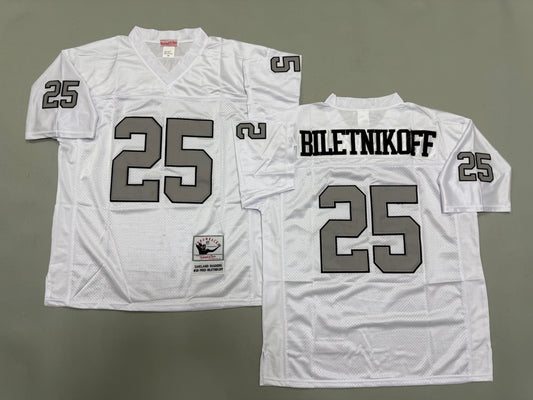 Mens Fred Biletnikoff#25 white Los Angeles Raiders Vintage Throwback Jersey