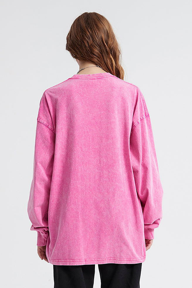 250GSM Vintage Washed Long Sleeve Crew