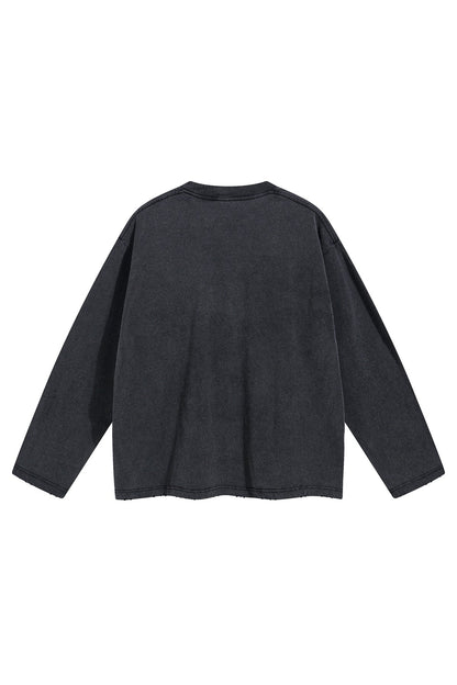 275GSM Distressed Washed Long Sleeve Crew