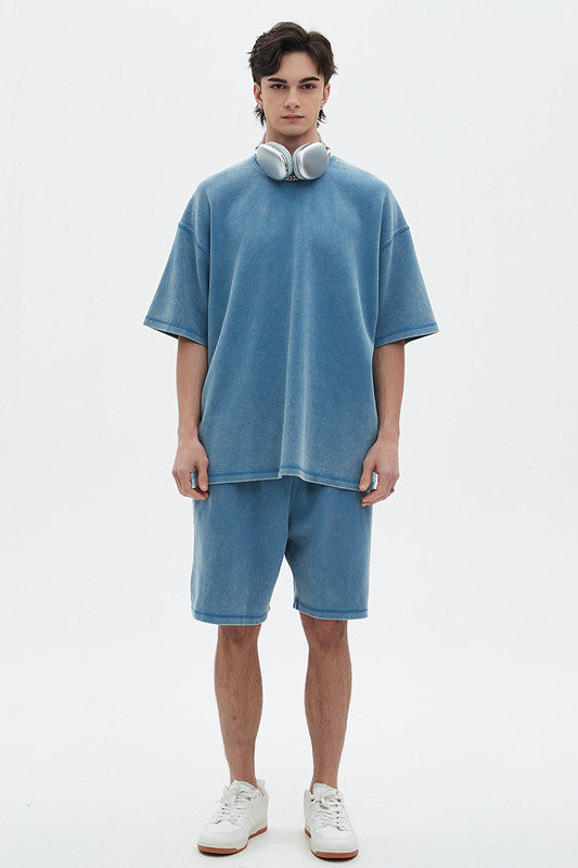 400GSM Double Stitch Washed Tee