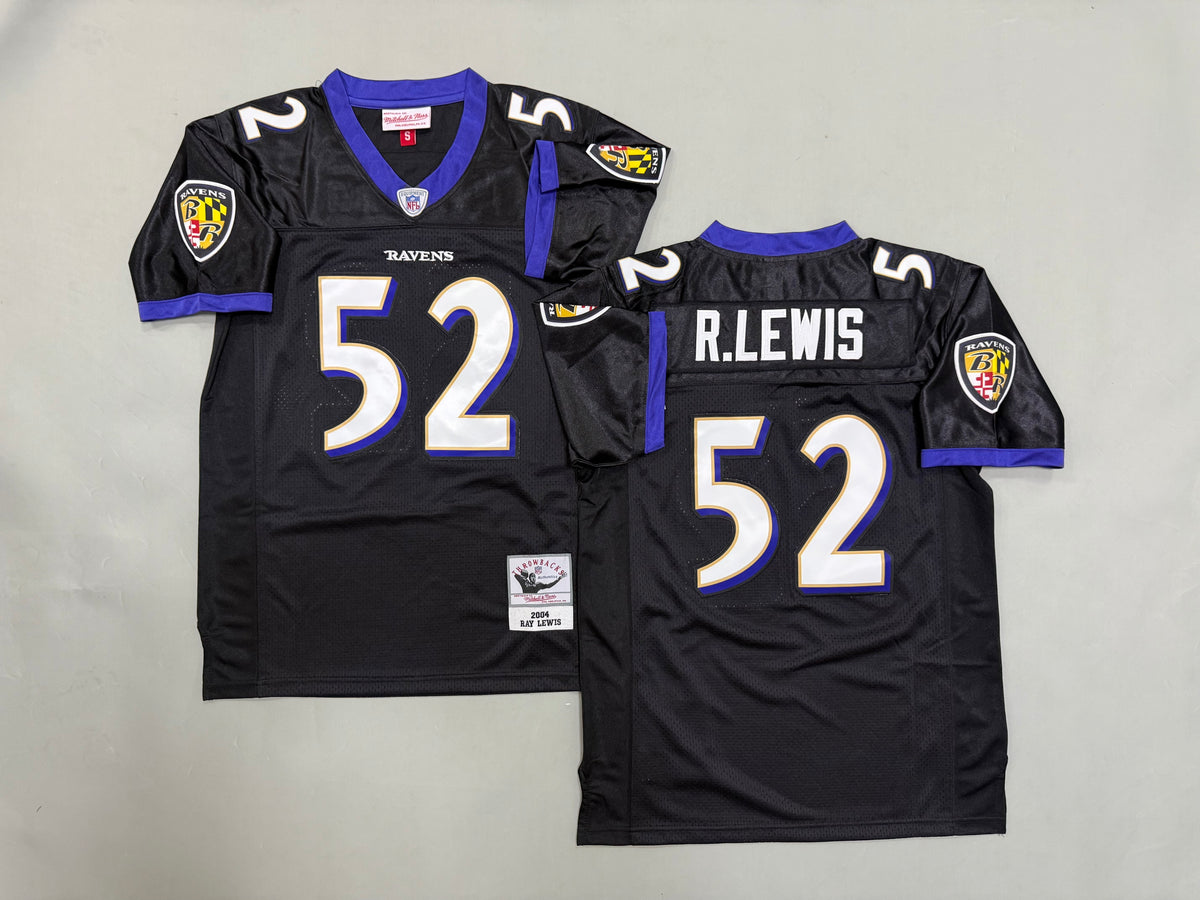 Mens Ray Lewis #52 Baltimore Ravens Black Vintage Throwback Jersey