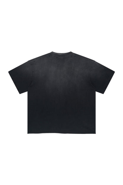 250GSM Gradient Spray Washed Distressed Tee