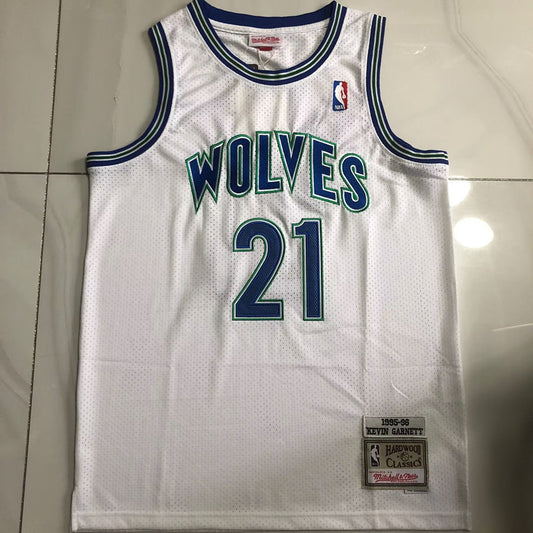 Minnesota Timberwolves Kevin Garnett #21 white Throwback Jersey - Dense Embroidery