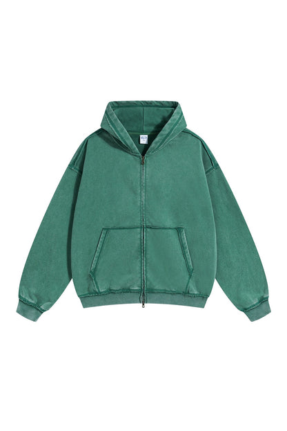 450GSM Distressed Washed Zipper Jacket
