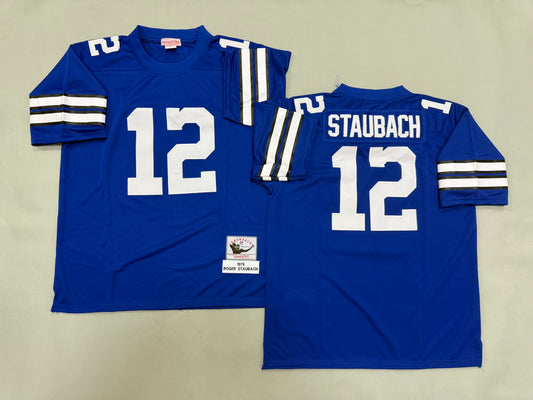 Mens Roger Staubach#12 Dallas Cowboys Vintage Throwback Jersey