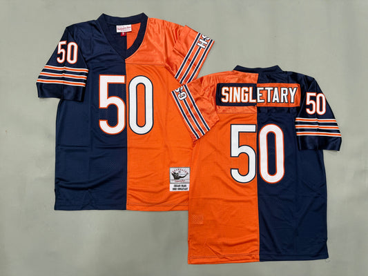 Mens Mike Singletary#50 Chicago Bears Two-Tone Colorblock Vintage Throwback Jersey