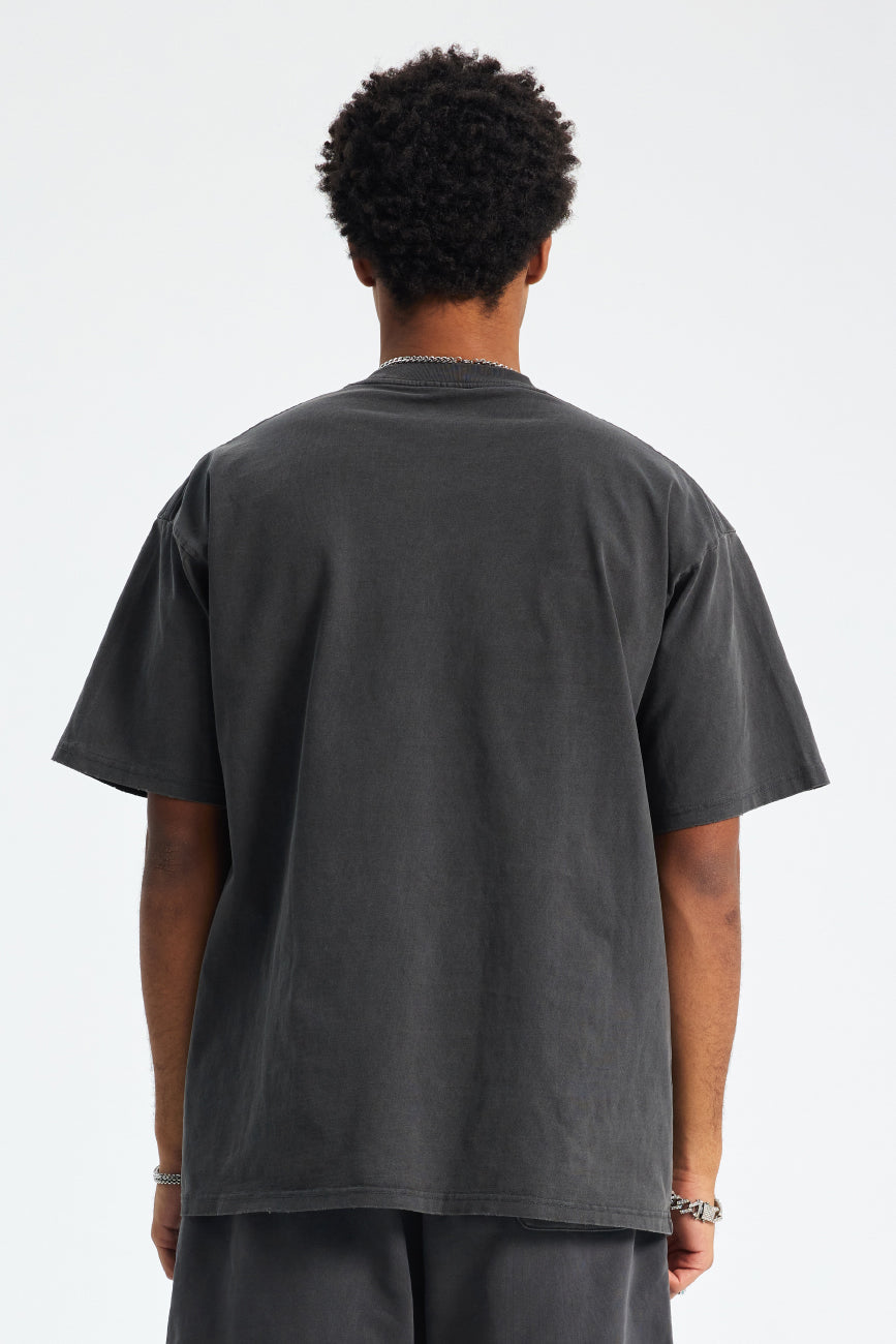 250GSM Distressed Pigment Dyed Washed Tee