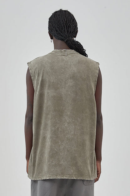 275GSM Distressed Washed Muscle Tee