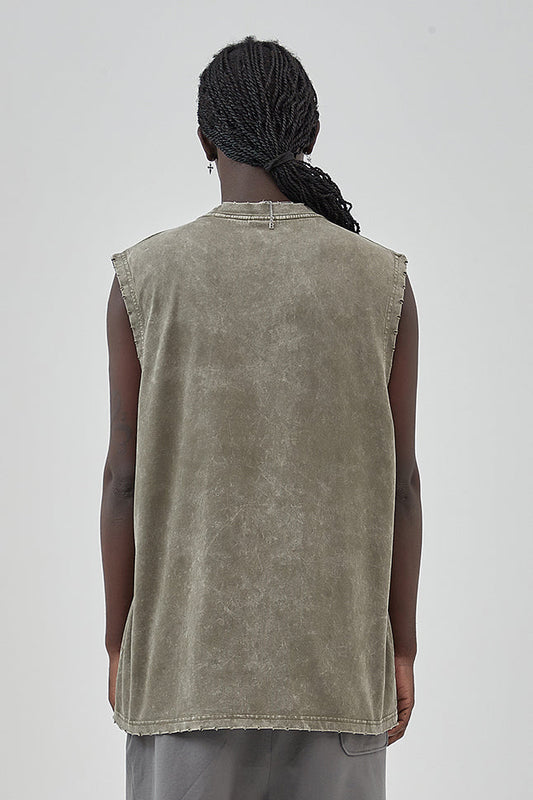 275GSM Distressed Washed Muscle Tee