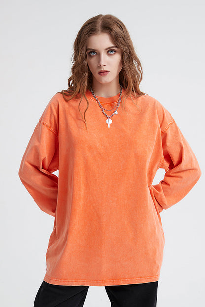 250GSM Vintage Washed Long Sleeve Crew