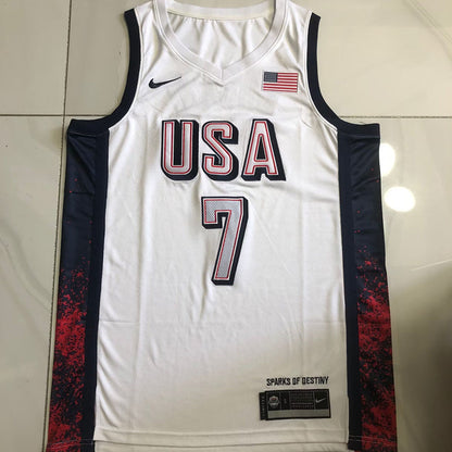 2024 USA Basketball Team Kevin Wayne Durant #7 white Throwback Jersey -  Dense Embroidery