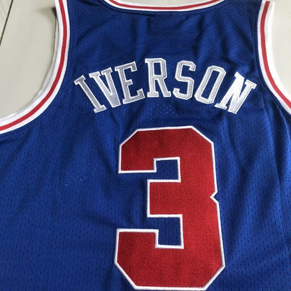 Philadelphia 76ers Allen Iverson #3 blue Throwback Jersey -  Dense Embroidery