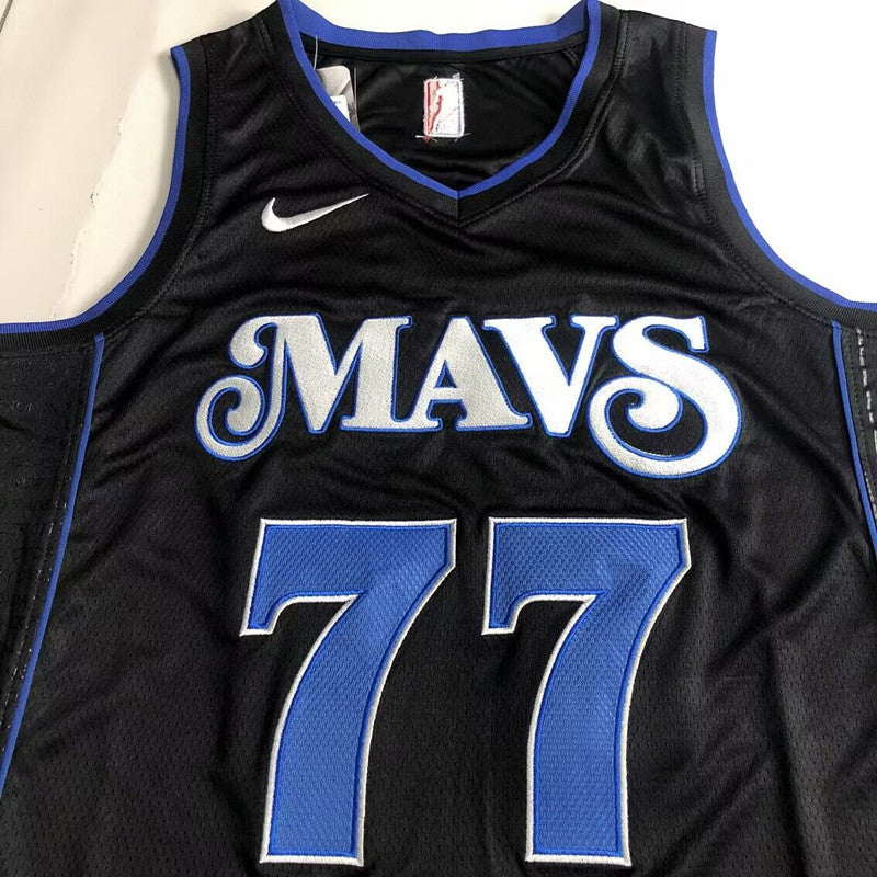 Dallas Mavericks Luka Dončić #77 Urban Black Throwback Jersey - Dense Embroidery