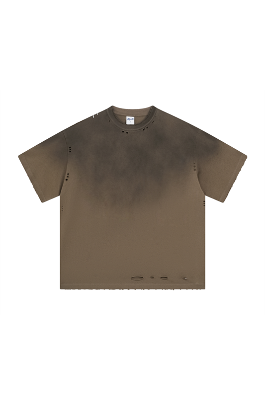 250GSM Gradient Sprayed Distressed Tee