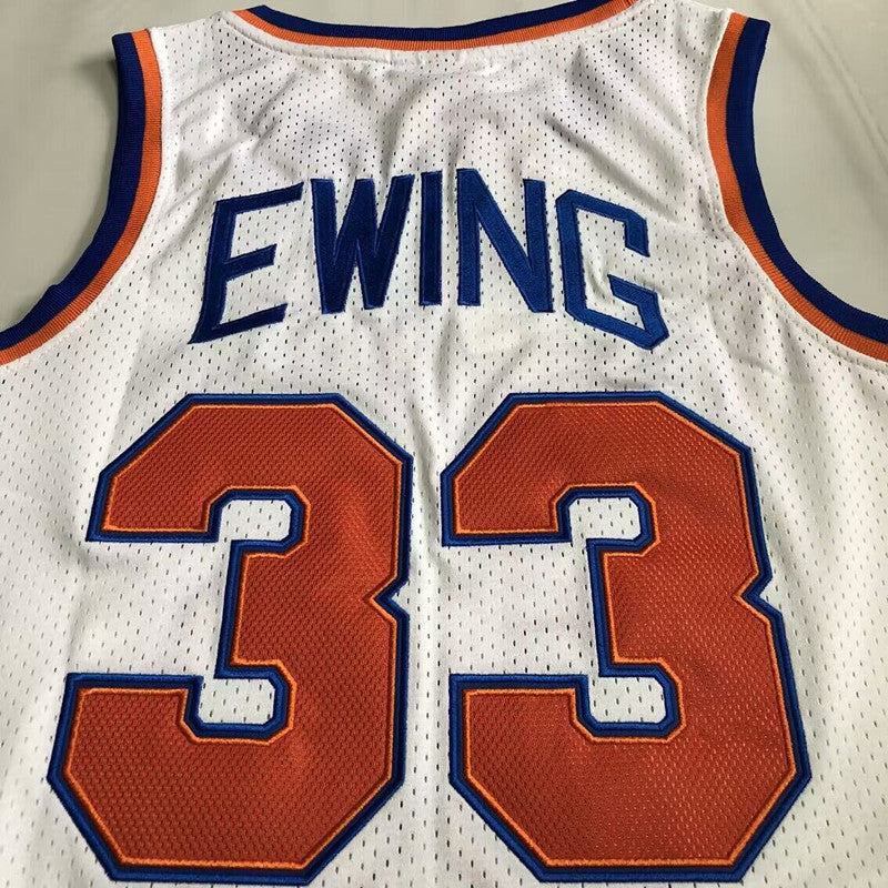 New York Knicks Patrick Ewing #33 white 1985 Throwback Jersey - Dense Embroidery
