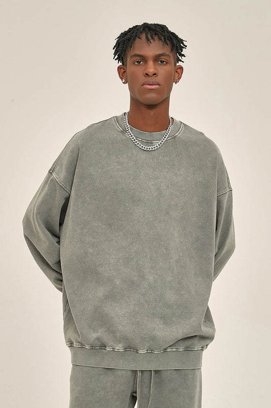 100% Cotton 420GSM High Weight Washed Crew