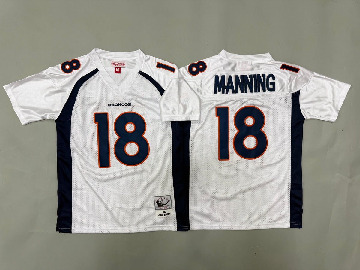 Youth Peyton Manning#18 white Denver Broncos Vintage Throwback Jersey