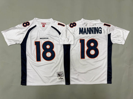 Youth Peyton Manning#18 white Denver Broncos Vintage Throwback Jersey