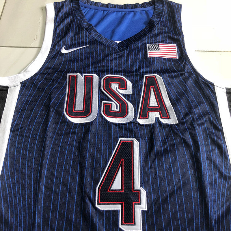 USA Basketball Team Stephen Curry #4 blue Throwback Jersey -  Dense Embroidery