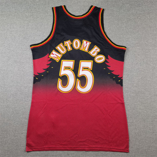 Atlanta Hawks Dikembe Mutombo 1996-97 #55 Throwback - Embroidered Jersey