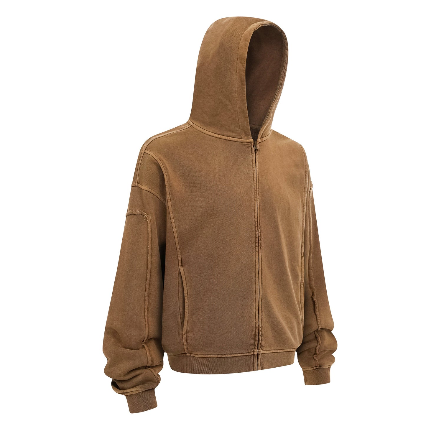 430GSM Boxy Fit Splicing Washed Zip Up Jacket