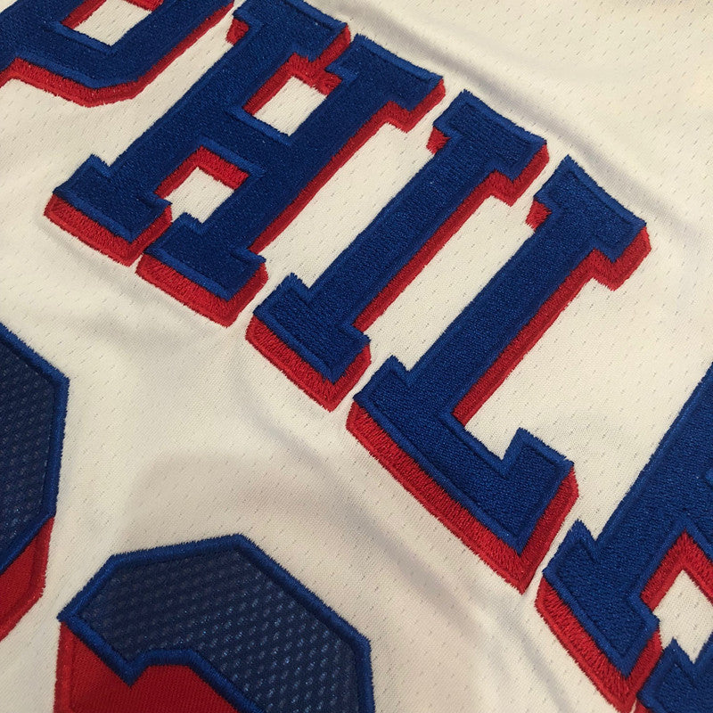 Philadelphia 76ers LeBron James #23 White Throwback Jersey - Dense Embroidery