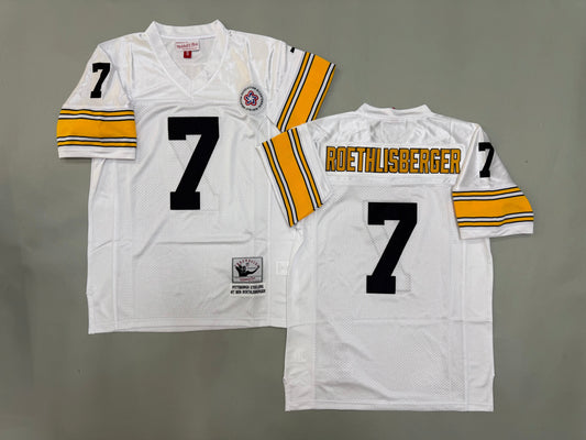 Mens Ben Roethlisberger#7 white‌ Pittsburgh Steelers Vintage Throwback Jersey