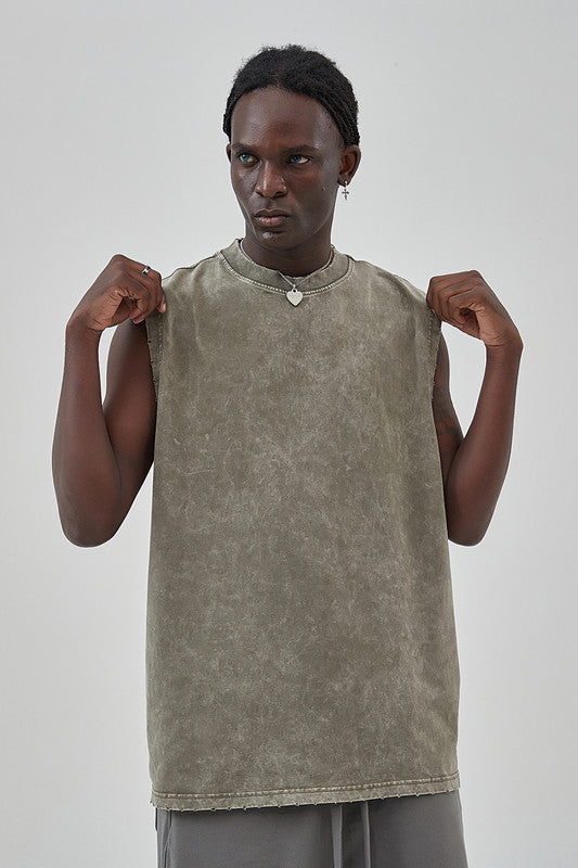 275GSM Distressed Washed Muscle Tee