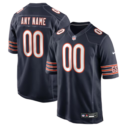 Custom Chicago Bears Navy White Game Jersey