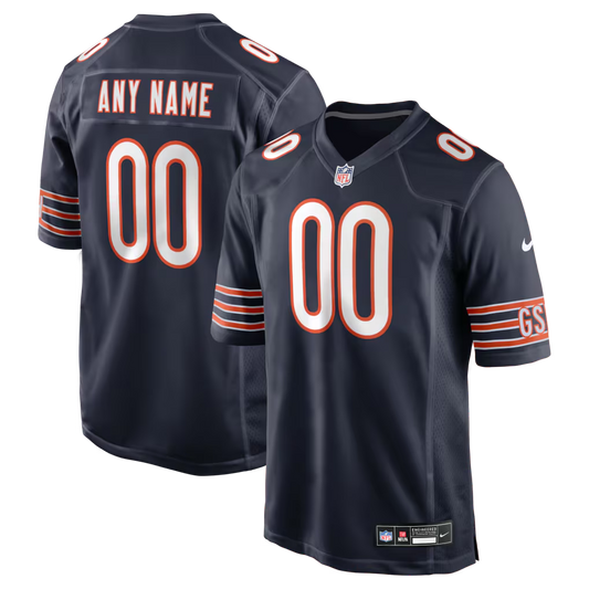 Custom Chicago Bears Navy White Game Jersey