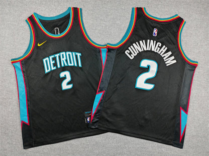 Youth Cade Cunningham Detroit Pistons #2 City Edition Embroidered  Jersey
