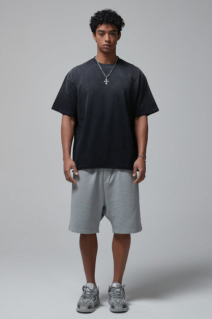 250GSM Gradient Spray Washed Distressed Tee