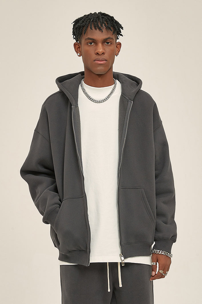 350GSM Solid Color Fleece Zipper Jacket